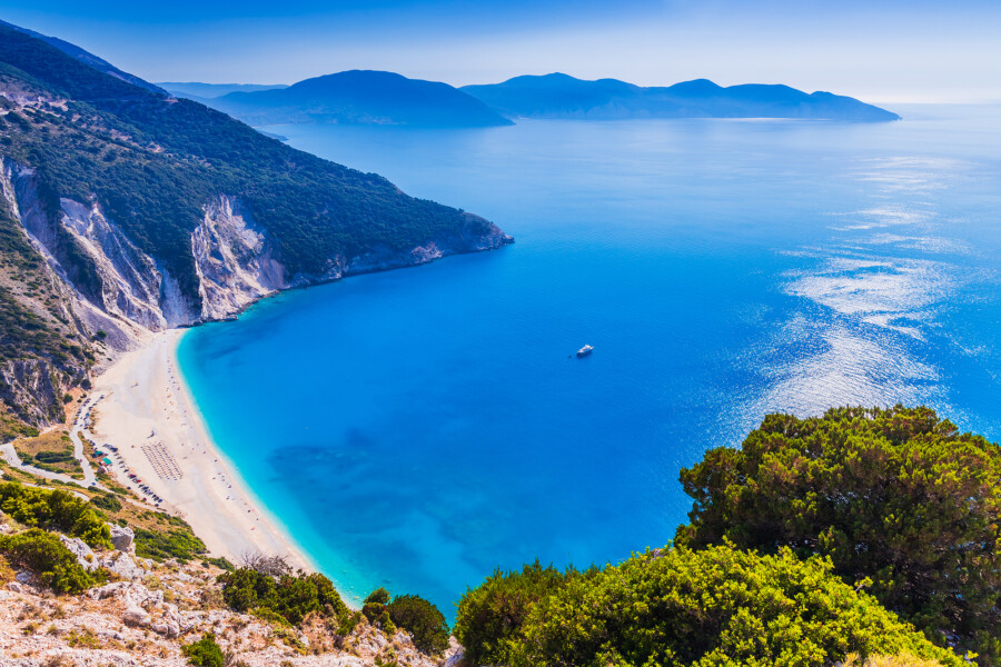 Myrtos is one of the 7 best beaches in Kefalonia