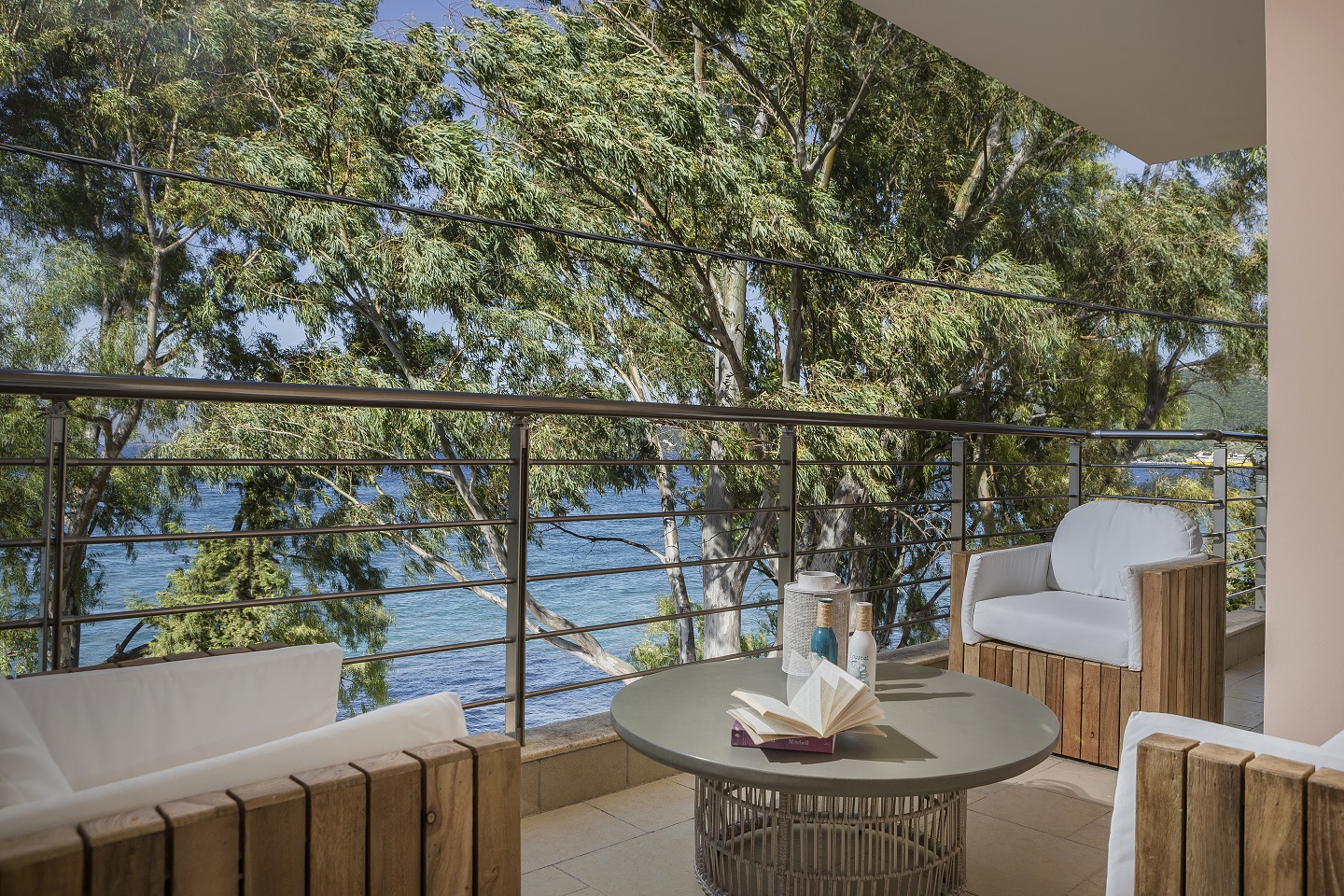 Seaview private balcony at Meliti Suites for luxury Kefalonia holidays